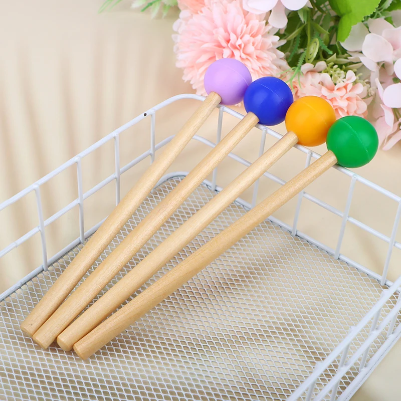 

1Pair 18cm Long Marimba Hammer Sticks Xylophone Mallet Percussion Instrument Kids Tambourines Medium Silicone Maple Handle