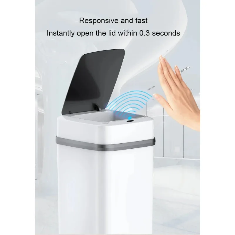 New Household Bathroom Living Room Kitchen with Lid Contact-free Automatic Sensor Open Lid Intelligent Garbage Cans