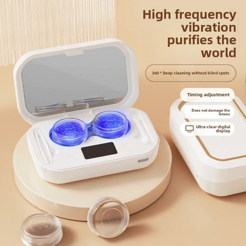 Ultrasonic Contact Lens Deep Cleaning Device with One-Click Activation