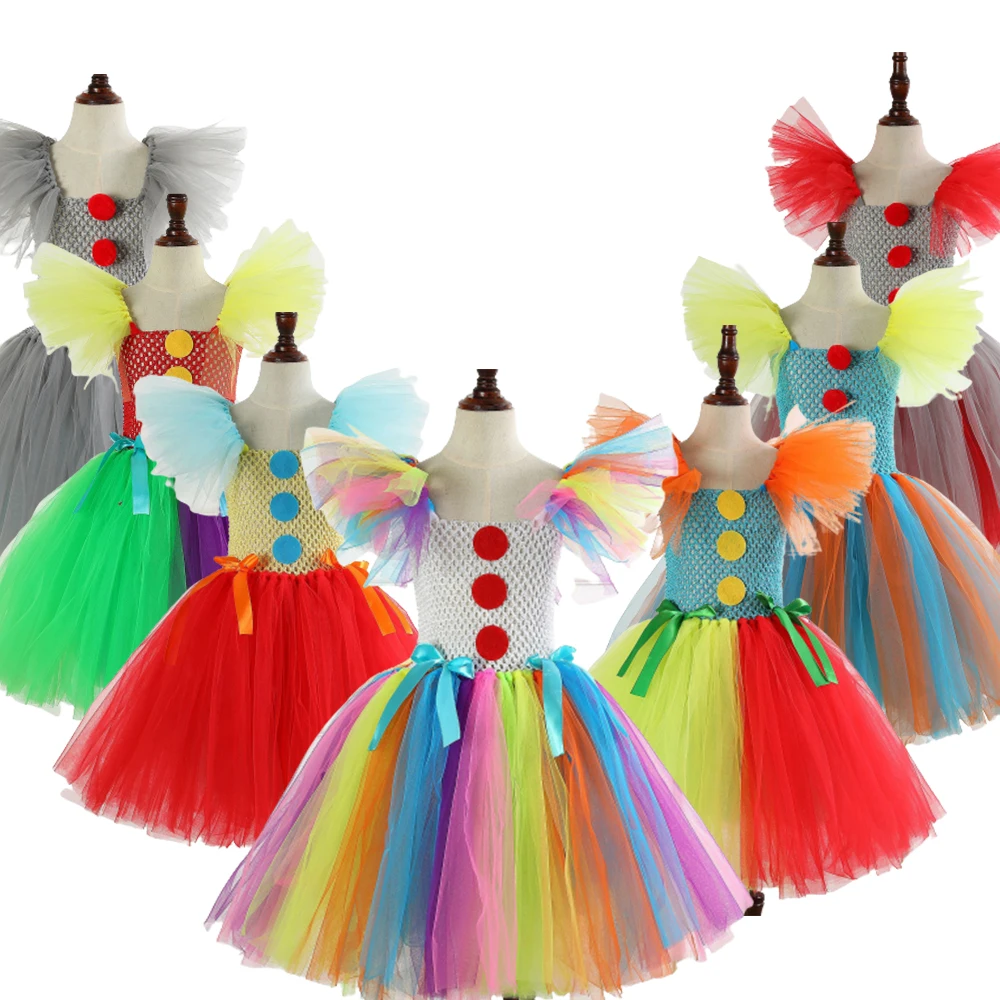 

Halloween Costumes Cosplay The Clown Returns Clothes For Kids Princess Dress Ball Gown Puffy Skirt Carnival Party Dress up Girl