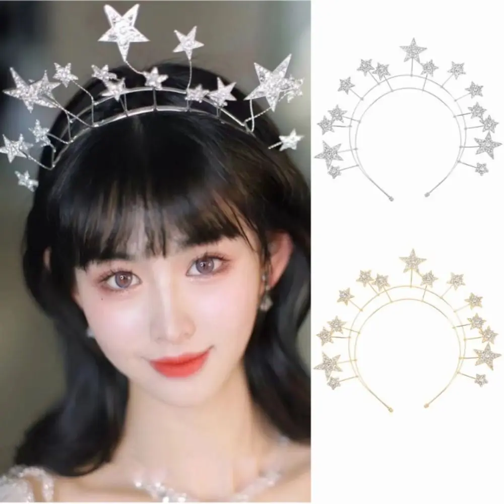 

Bride Headdress Star Headpieces Bridal Hair Decor Wedding Headband Crystal Star Hairband Headwear Rhinestone Hair Hoop Women