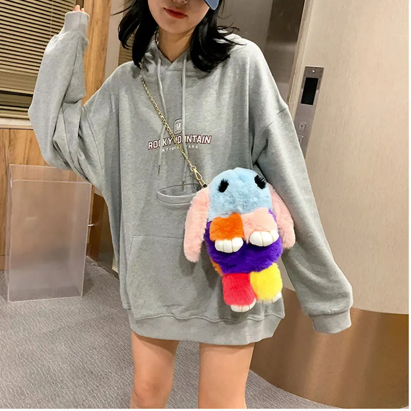 

student cute crossbody bag plush Coin Wallet Phone Bag Rabbit Single Shoulder Bag Children School Backpack Kids Gift Toys