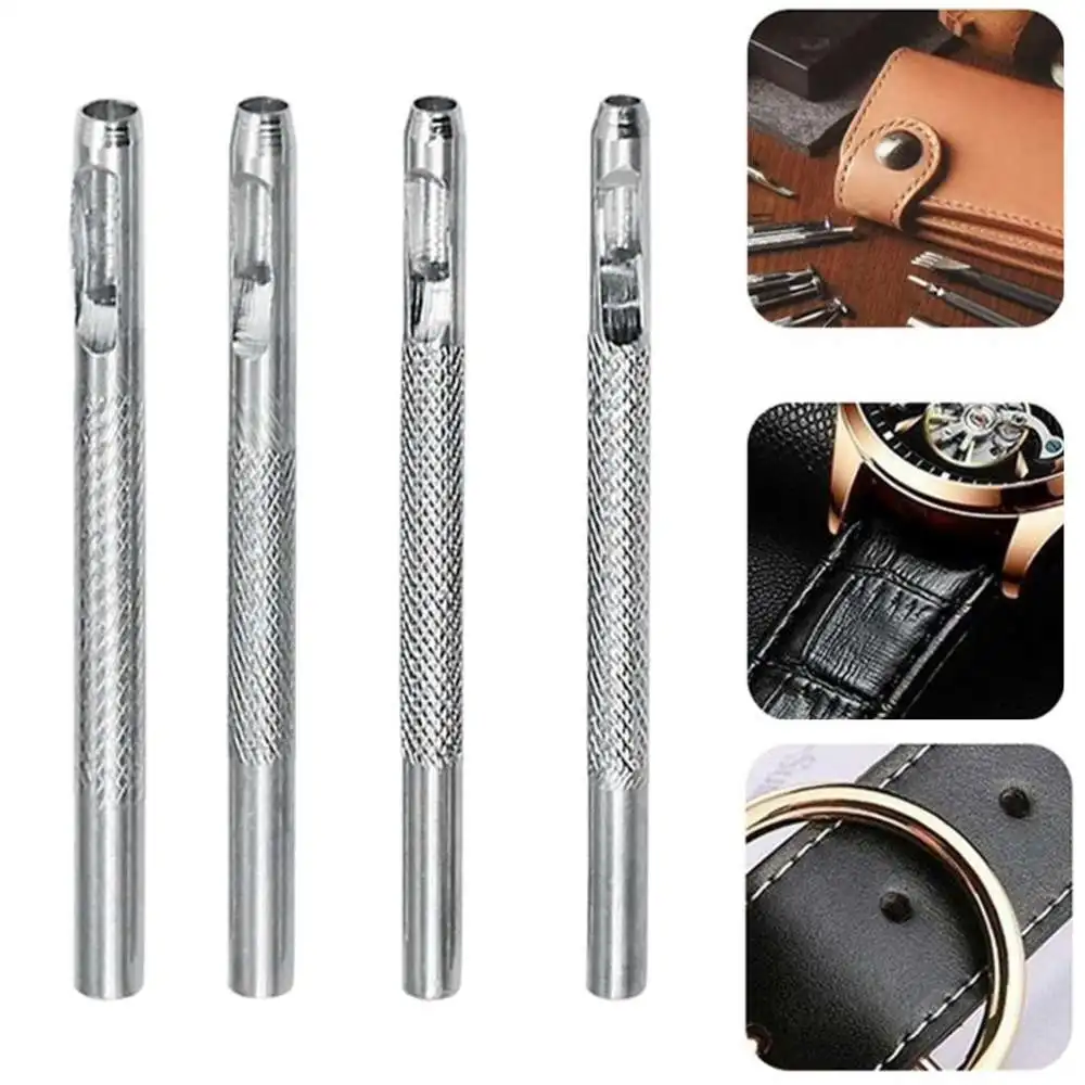 1/4Pcs 2.5-4mm Hollow Hole Sets Leather Belt Hole Puncher Punching Cutter Clothing Tool Sewing Accessories Leather Tools