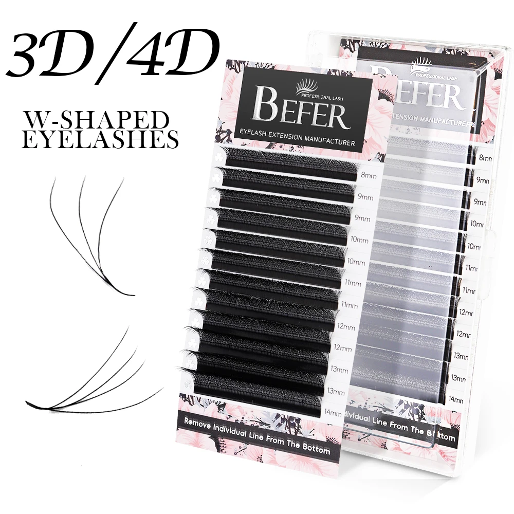 

BEFER 3D W-Shaped Eyelashes Extension C/D Curl 8-15mm W Style Lashes Extensions 4D Premade Volume High Quality Individual Lash