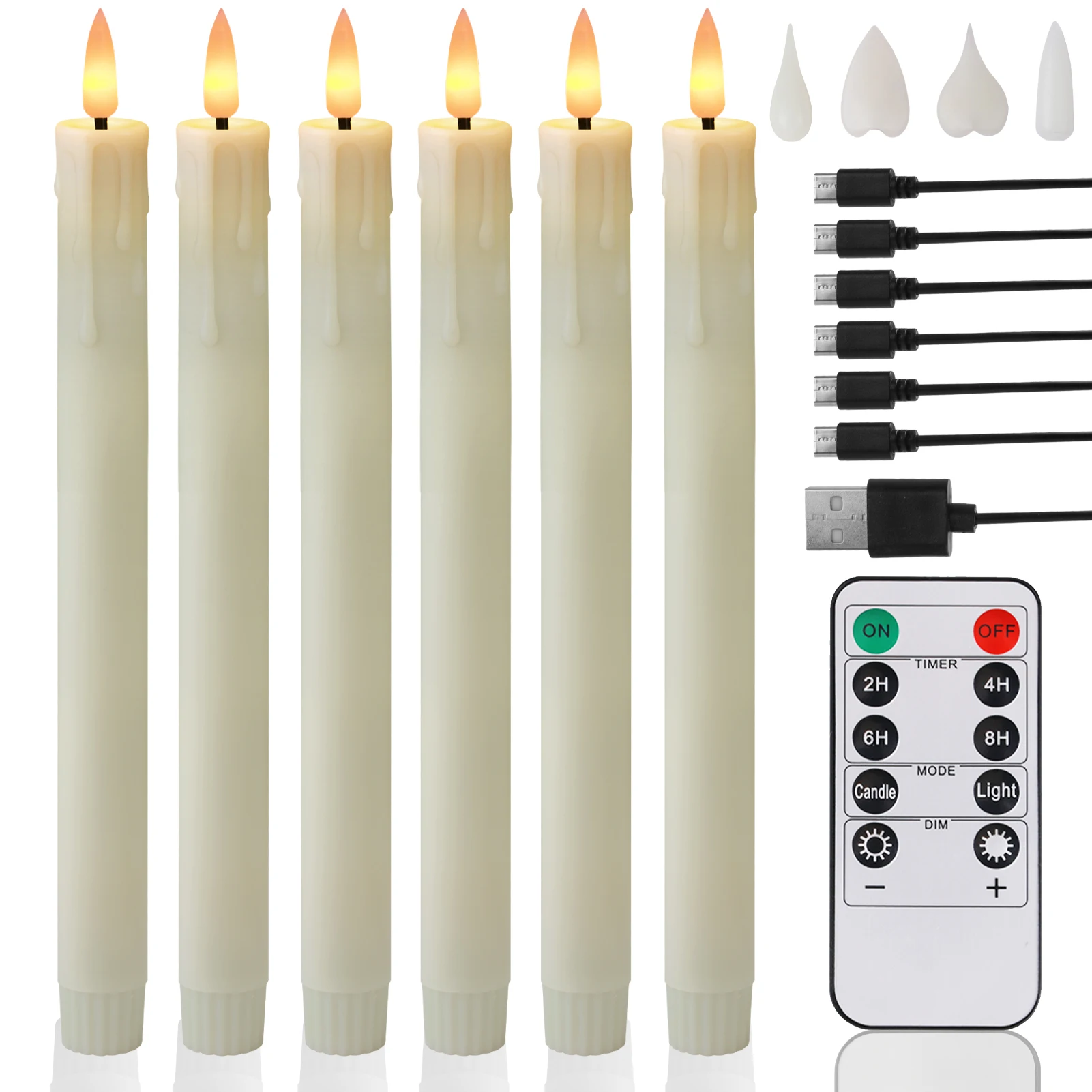AMAGIC 6 Candele LED Bianche Con Telecomando E Timer - Effetto Fiamma 3D Reale Con Luce Tremolante Per Decorazioni Natalizie 24x2 Cm
