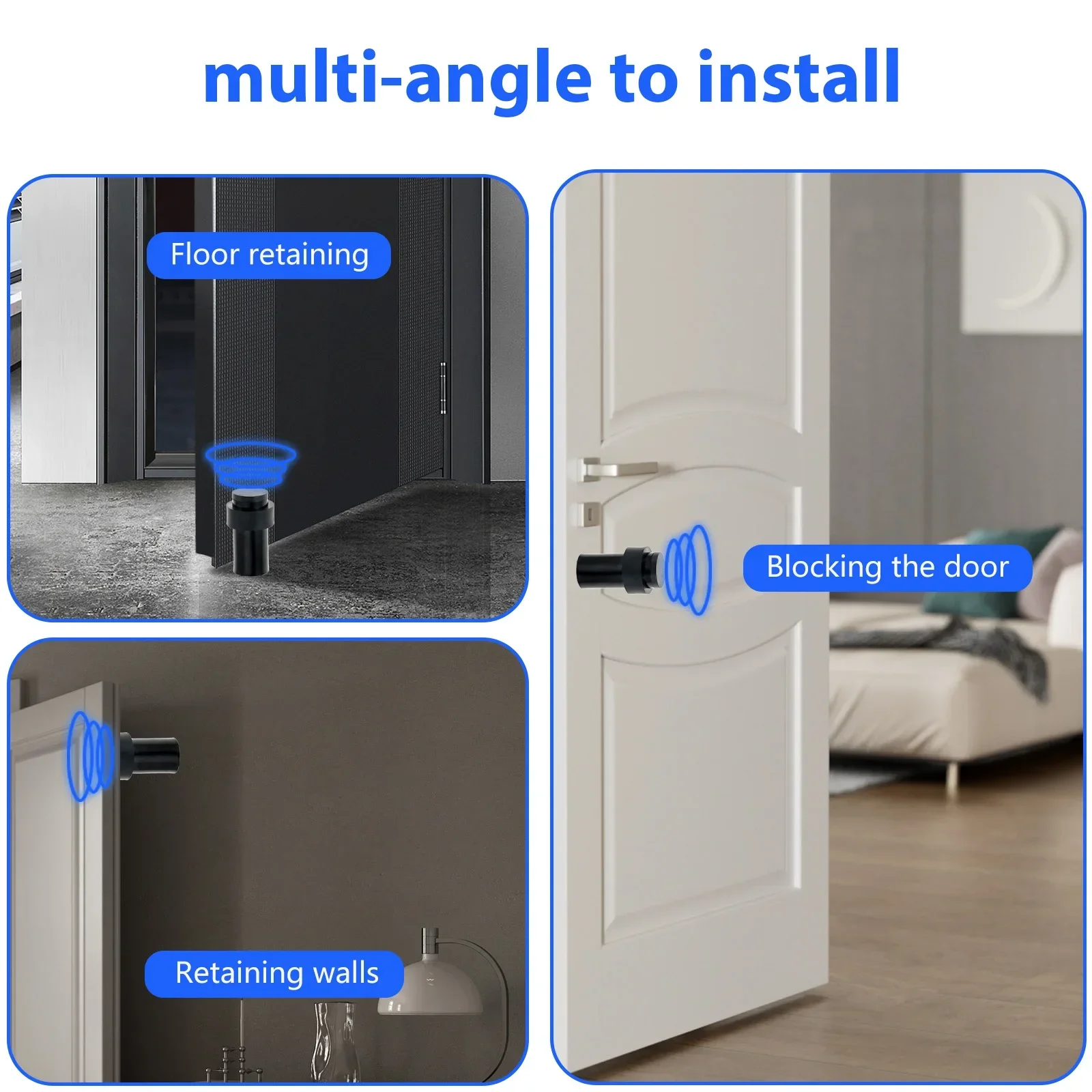 Door Stopper 1Pc Stainless Steel Door Stopper Rubber Anti-collision Cylindrical Door Stop Floor Wall Mount for Wood Glass Ceramic Tile Doors door stopper