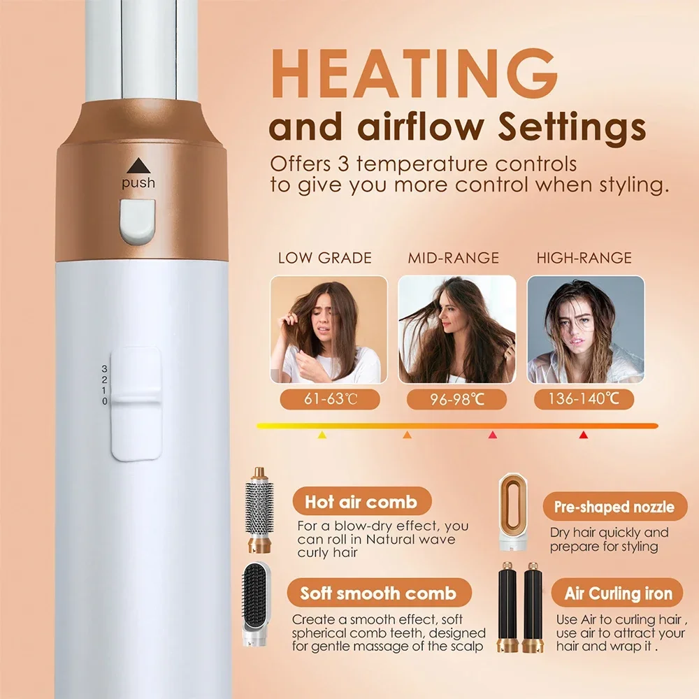 New 5-in-1 Hair Dryer Professional High Speed Curling Irons Hot Air Combs Hair Straighteners Styling Tools Curling Sets