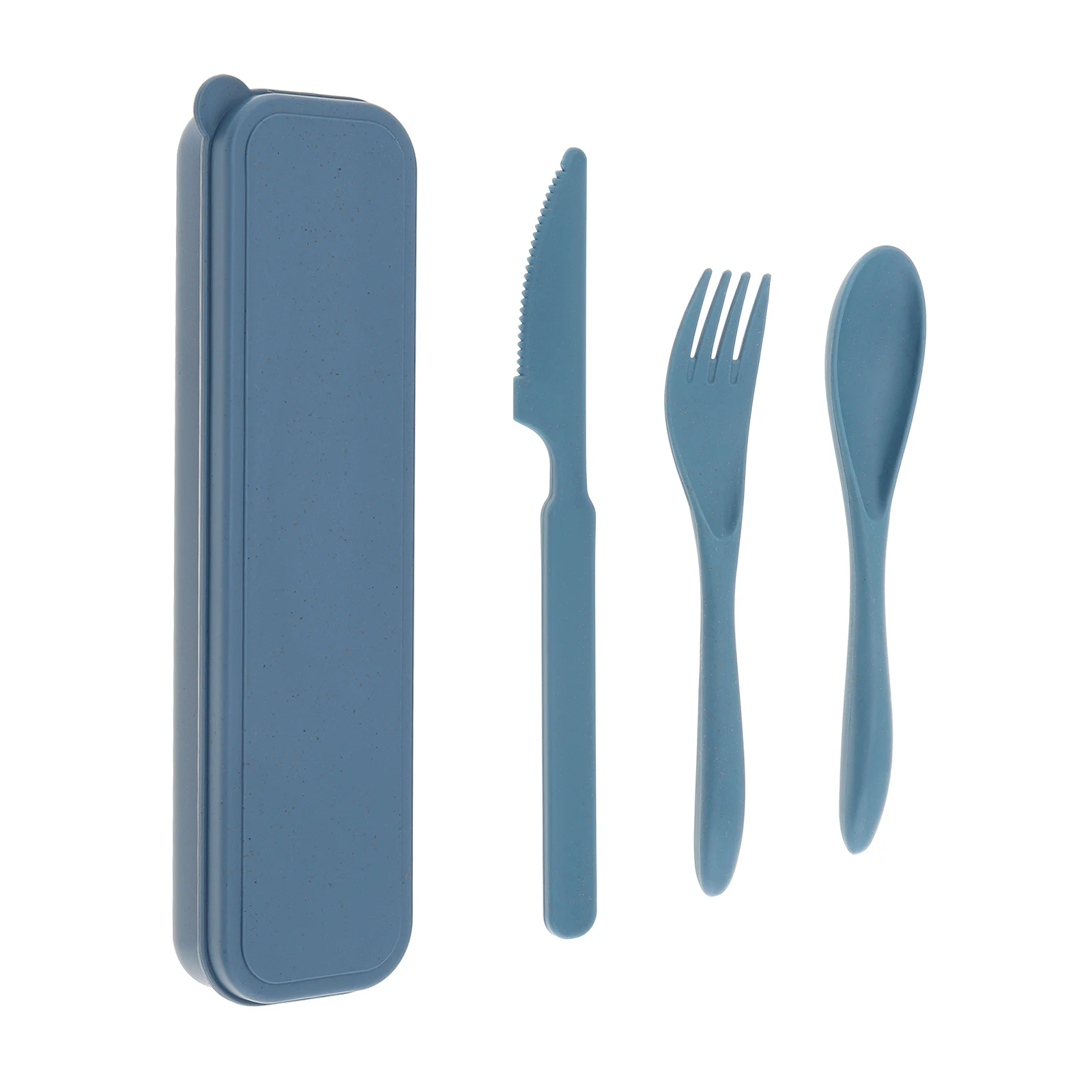 4pcs/set Reusable Portable Wheat Straw Travel Flatware Set for School Lunch Camping Picnic Daily Use with Tableware Box