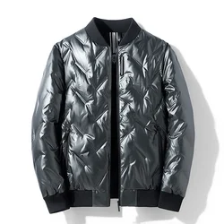 Winte Metal Shining Warm Down Jackets Men Hooded Ultralight 90% White Duck Down Jacket Male Thick Black Parkas Men Outwear