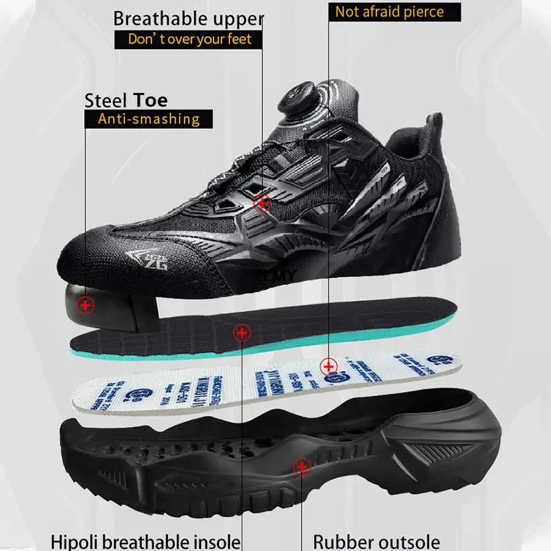 Men Safety Shoes Steel Toe Working Sneakers Light Puncture Proof Work Safety Boots Anti-smash Boot, safety shoes,men shoes
