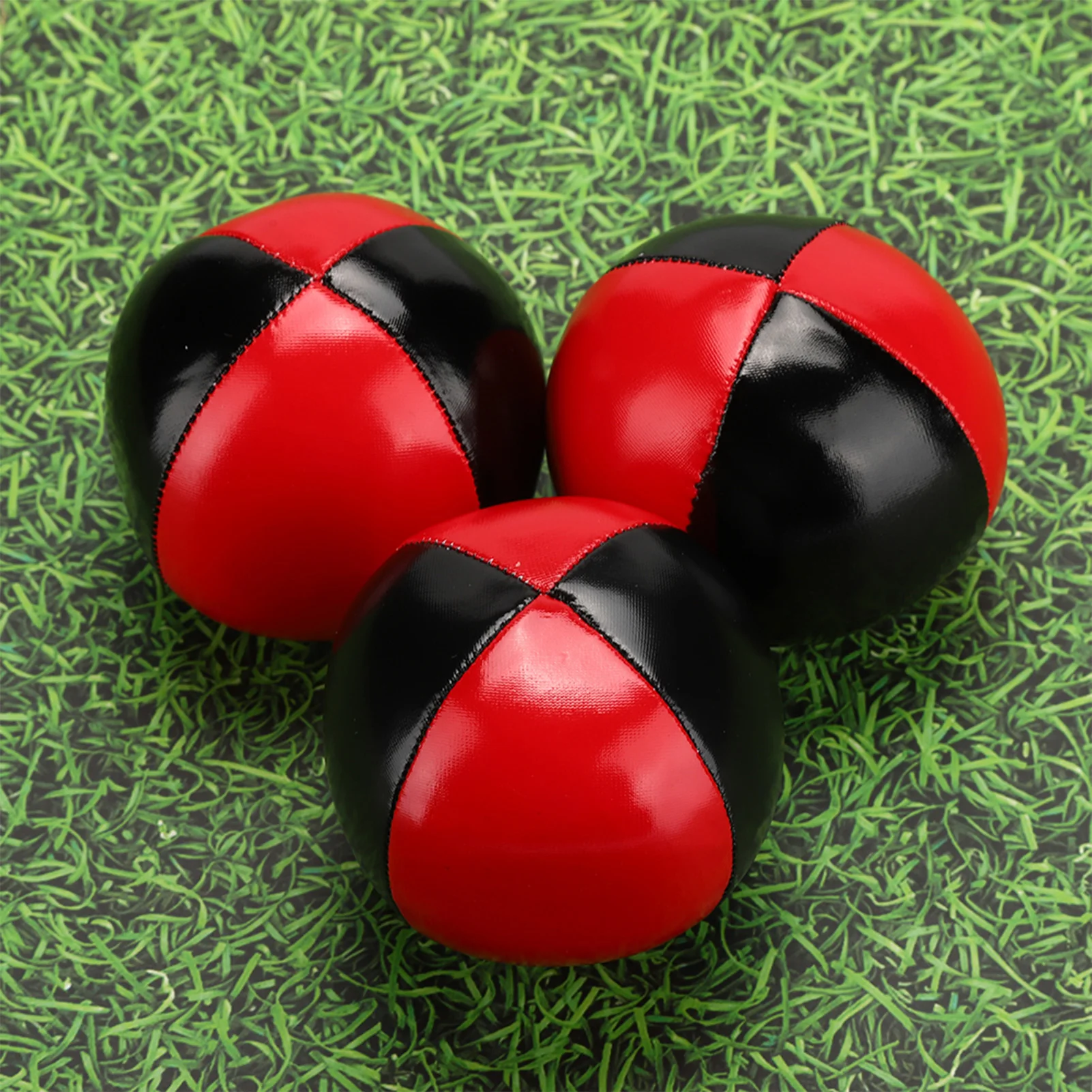 ZK30 3PCS Red Black PU Leather High End Portable EPS Fine Colloidal Particle Juggling Ball