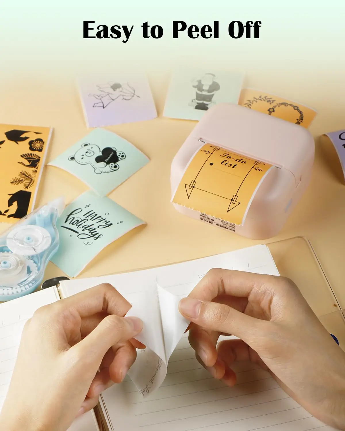 53MM Mini Thermal Printer Transparent Stickers Paper, Multicolor Photo Printer Labels Paper For Photo Journal Notes Memo