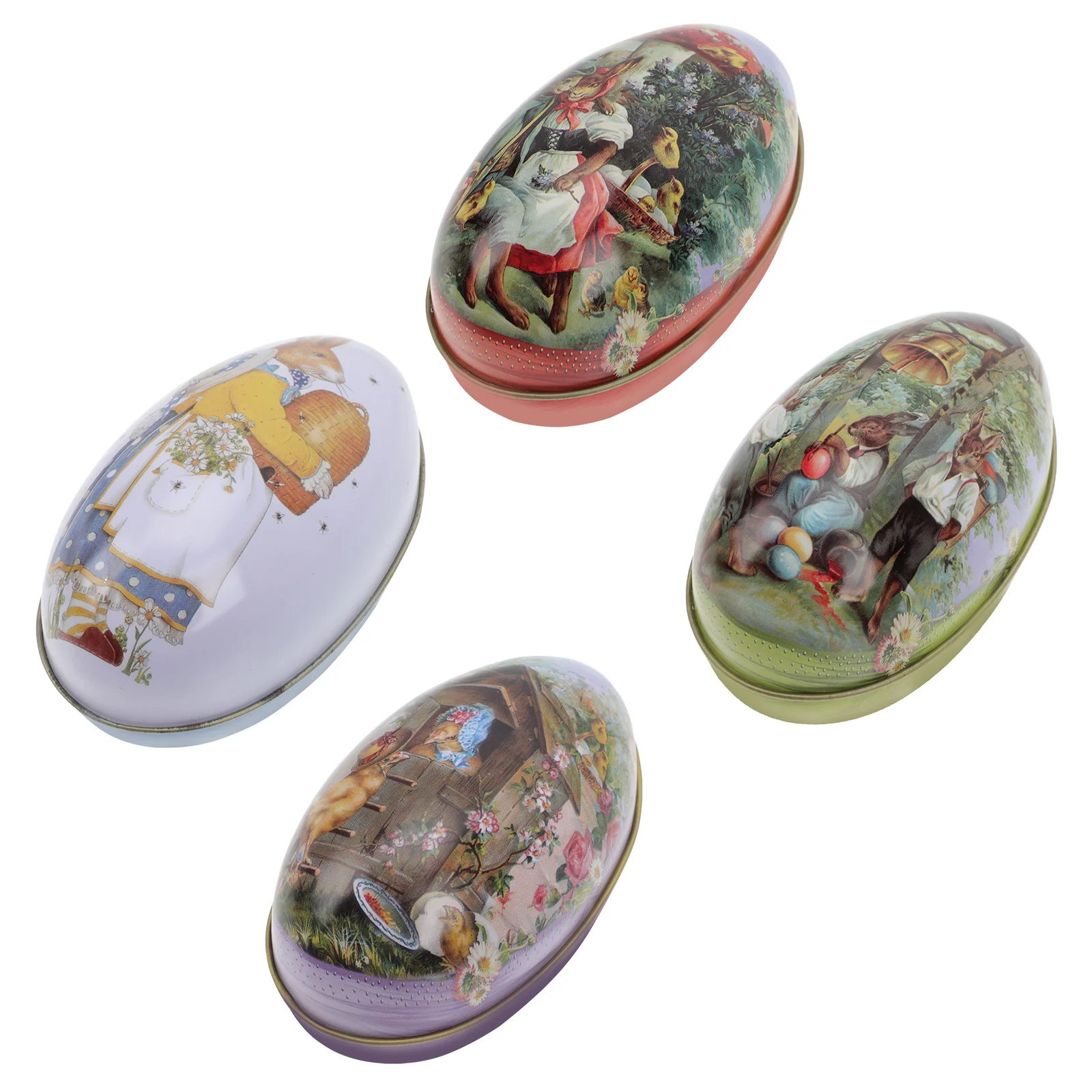 

Egg Tin Candy Box: Tinplate Gift Box Metal Chocolate Cookie Storage Boxes 4pcs Tea Jar Holiday Party Supplies