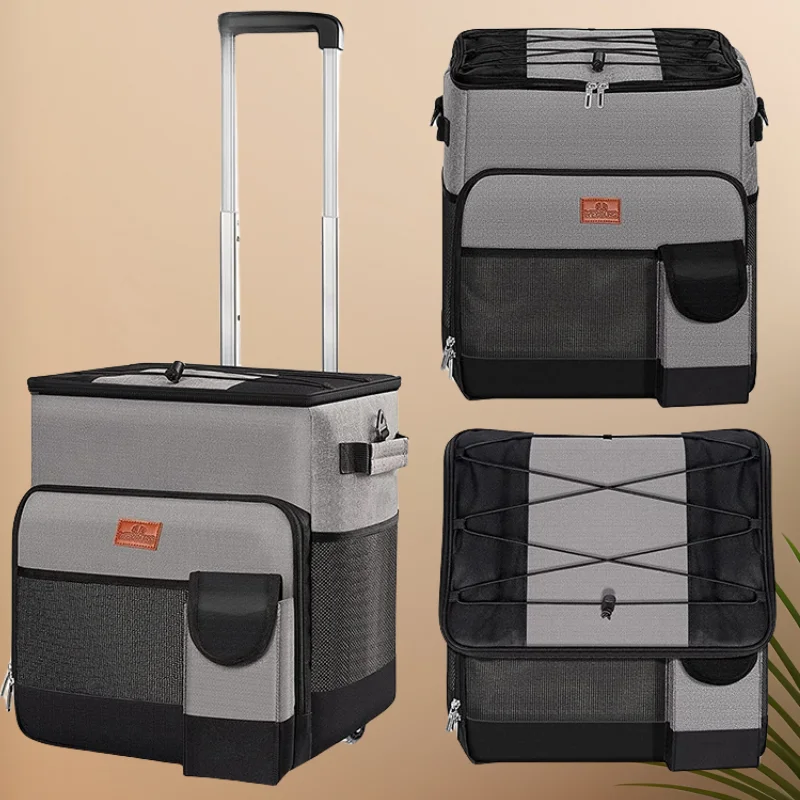Borsa termica pieghevole, grande da 35 l, borsa frigo per picnic, borsa frigo per auto, borsa termica per il pranzo, borsa frigo per picnic (nero e rosso