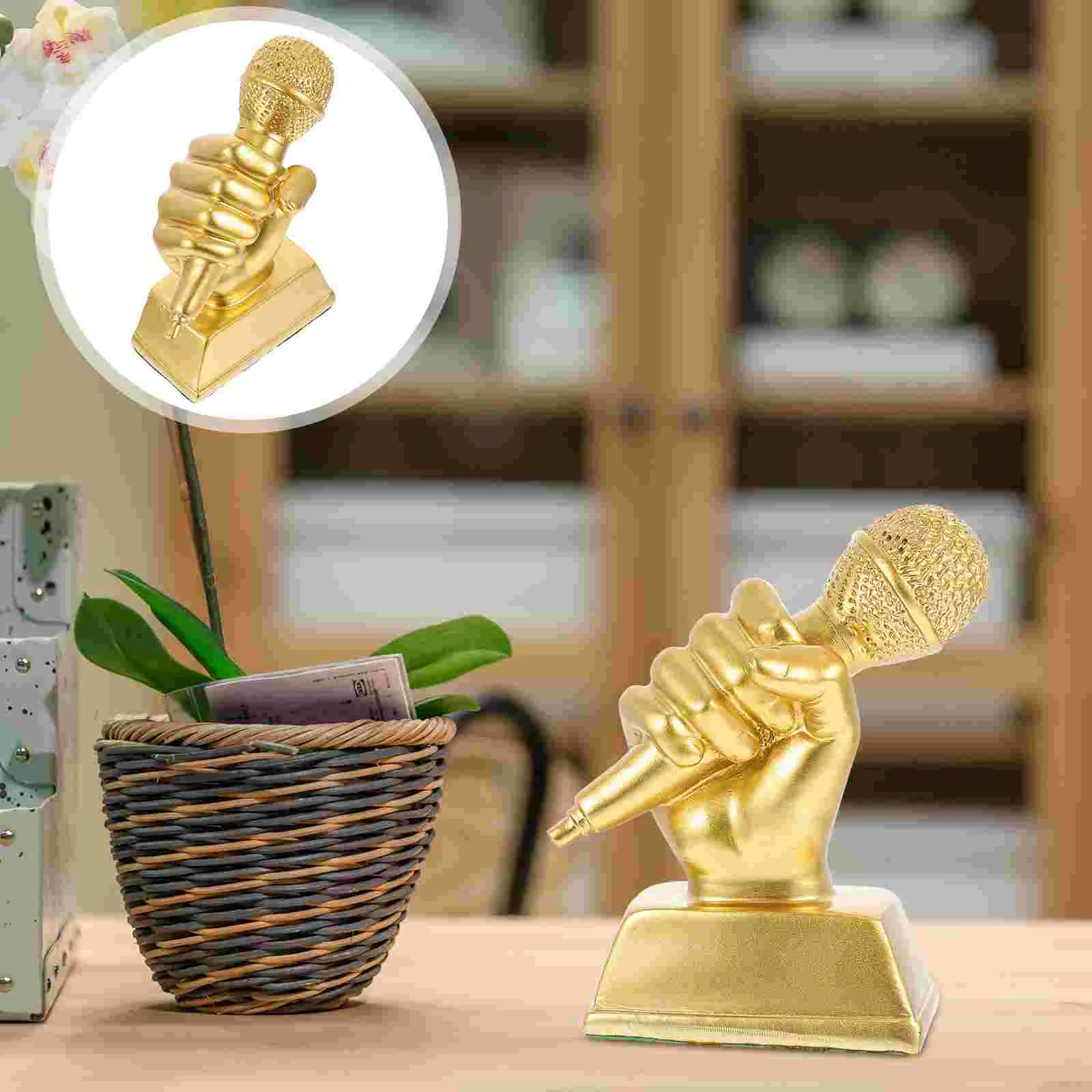 

Trophy Kids Microphone Award Singing Party Music Favors Awards Decor Trophies Gold Home Speech Accessory Children Karaoke Small