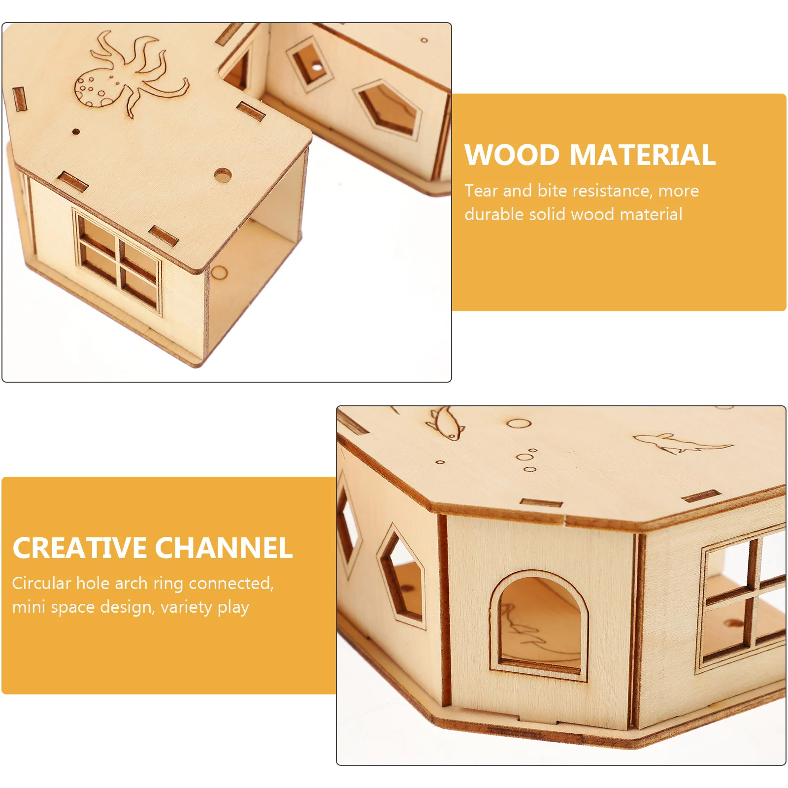 Wooden hamster tunnel labyrinth maze pet exercising toy