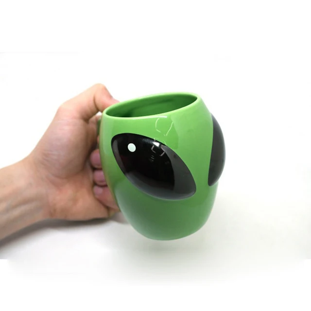 Tazas de café creativas de Alien verde, juego de tazas de café, taza divertida de cerveza, tazas lindas y diferentes, tazas de té, Envío Gratis 1