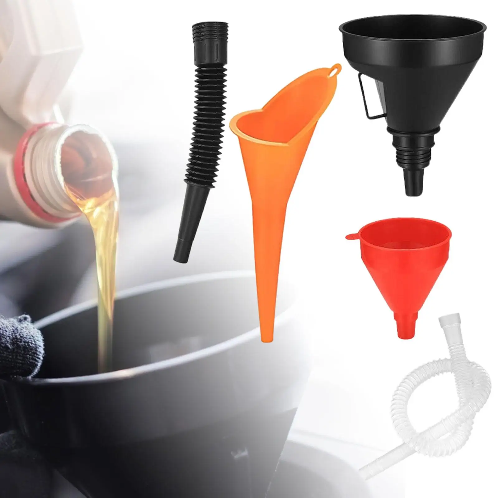 

Set of 3 Automotive Funnels Kit Long Neck Oil Funnels Multipurpose for Cars