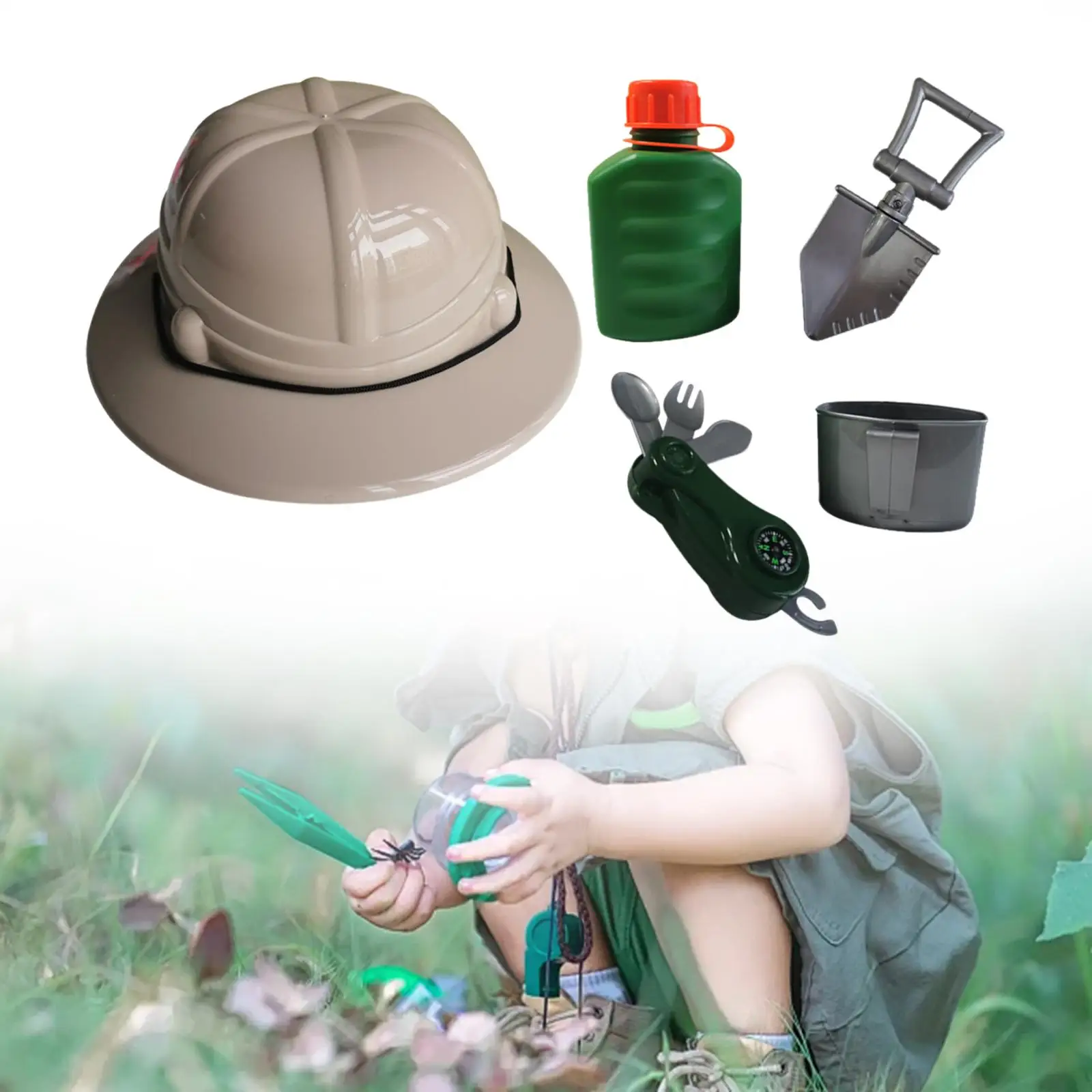 Explorer Hat Costume Headwear Kid Explorer Kits Camping Color Camping Hat Role Play Toys for Boys Girls Birthday