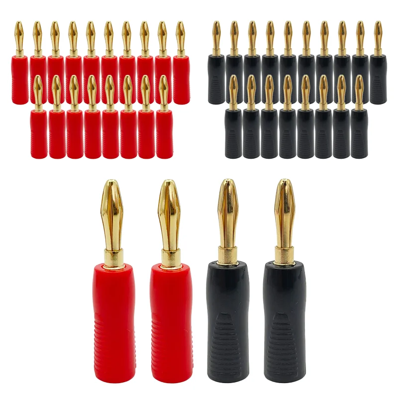 

10PCS 4mm Gold Plated Speaker Banana Plug Horn non-slip shell Speakers Banana Connector for Audio Video Speaker Cable Adapter