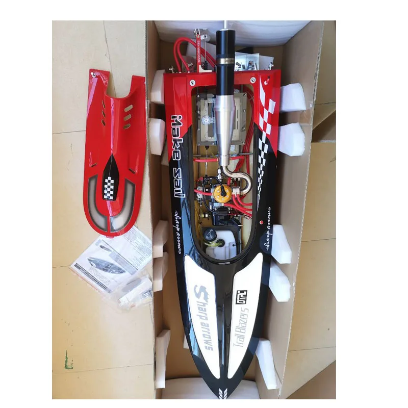 DTRC G30C 30CC Red Fiber Glass Gasoline Racing ARTR RC Boat W/O Radio System Servos Speedboat Boy Toys Model Gift Fun TH02709 2