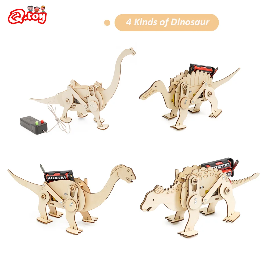 

DIY Mechanical Dinosaur STEM Toys Technologia Science Experimental Tool Kit Learning Educational Wooden Puzzle Games for Kids