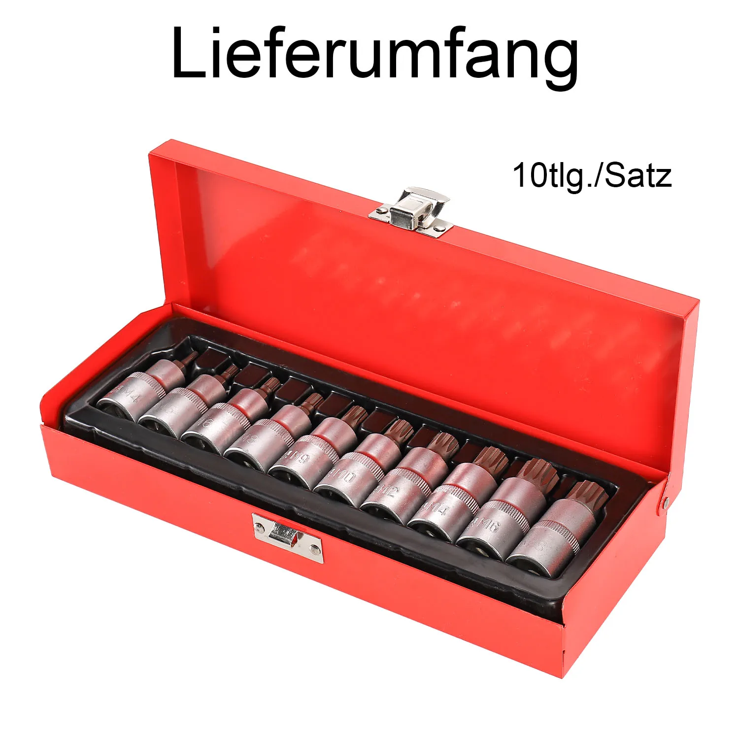 

10PCS Multi-Tooth Sleeve Multi-Size 1/2inch Drive Head Sleeve Set M4-M18 Socket Set Socket Wrench Kit Bolt Iron Box Packed