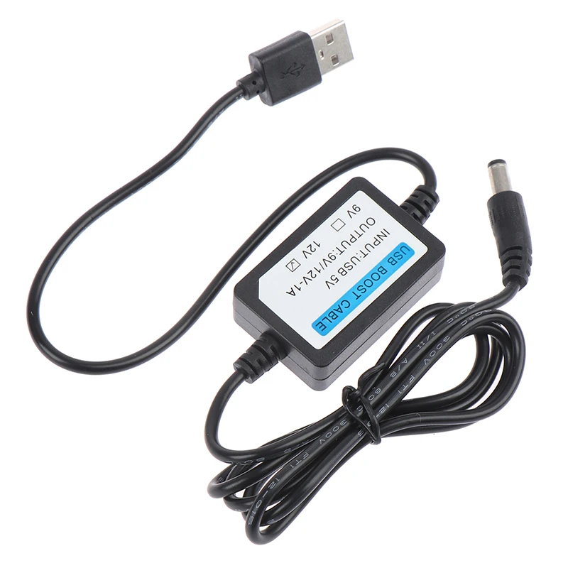 1개 USB 충전 전원 부스트 케이블 DC 2.1x5.5mm 5V에서 DC 9V/12V 1A 스텝업 케이블'