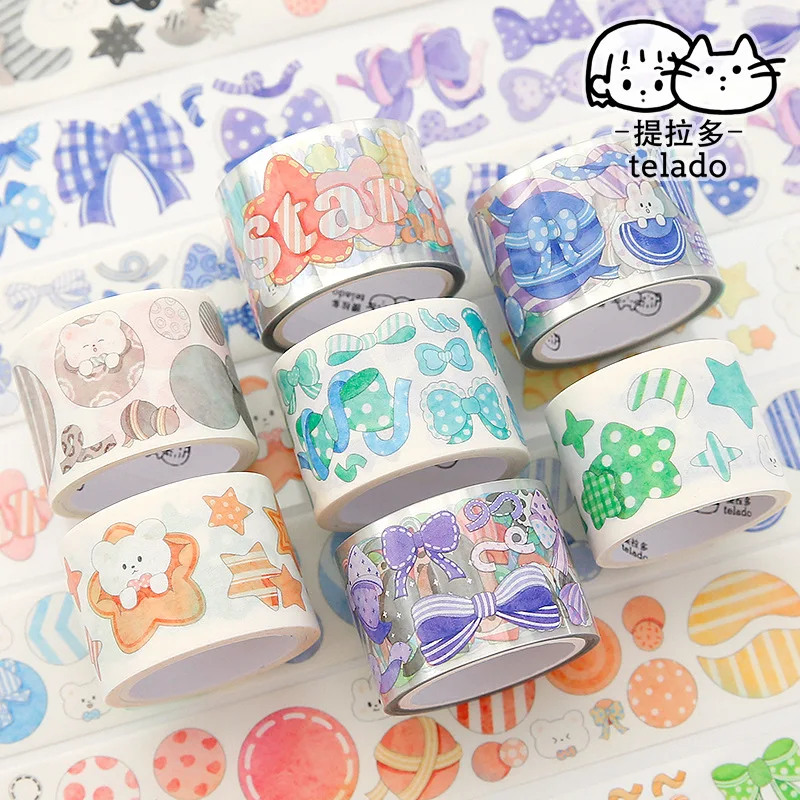 

Telado Hand Tearing Hand Tent Tape PET Waterproof Material and Paper Splicing Color Hand Tent Tape Kawai