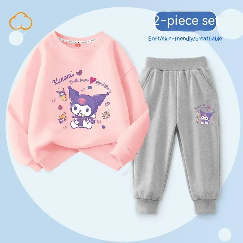 

Новинка, детская одежда Sanrio Kuromi, свитер-брюки из двух предметов, детская одежда в Корейском стиле, Детский свитер-брюки на весну и осень