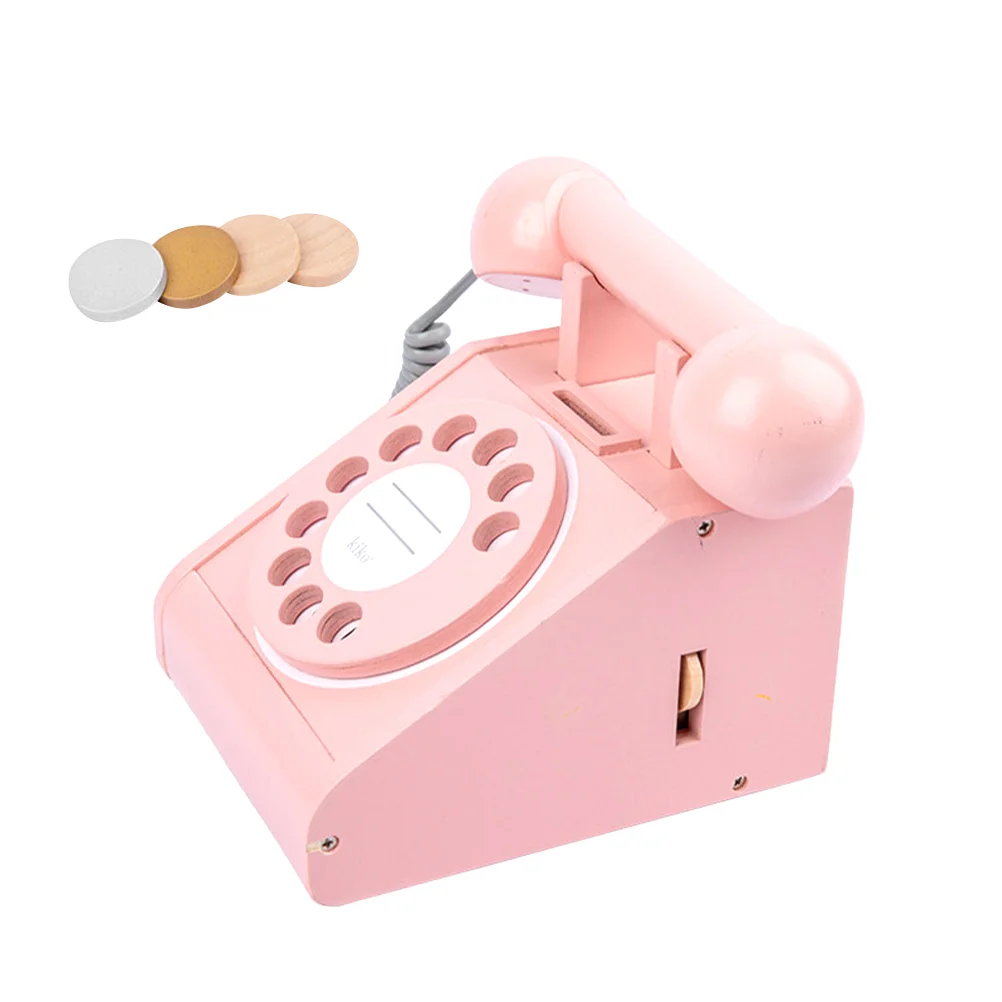 Telephone Role Play Wooden Interaction Plaything Child Simulation Photo Prop