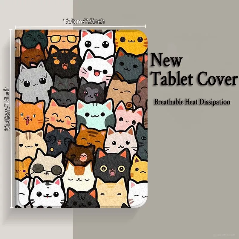 Cartoon Cat Flower Foldable Tablet Cover Case