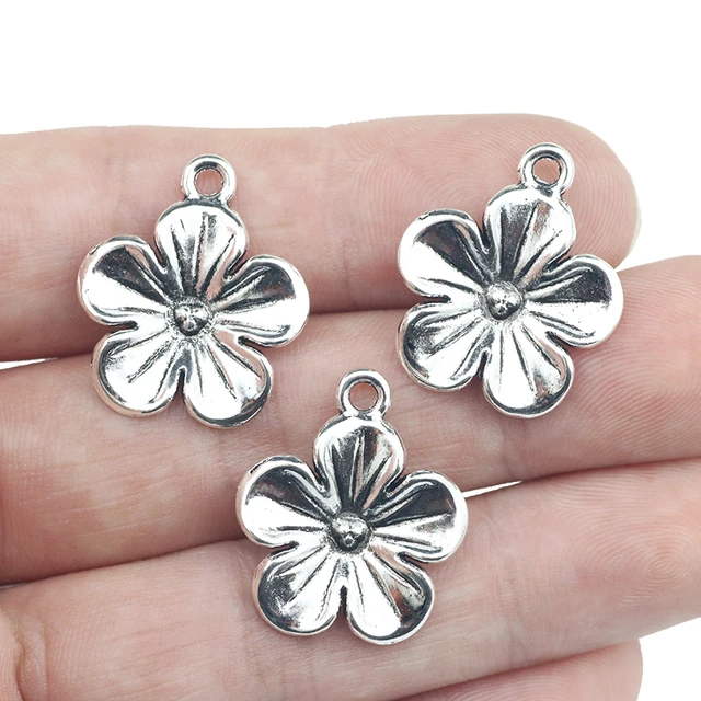 20pcs 13x11mm DIY Flower Charms For Jewelry Making Tiny Flower Charms Small  Flowers Charms