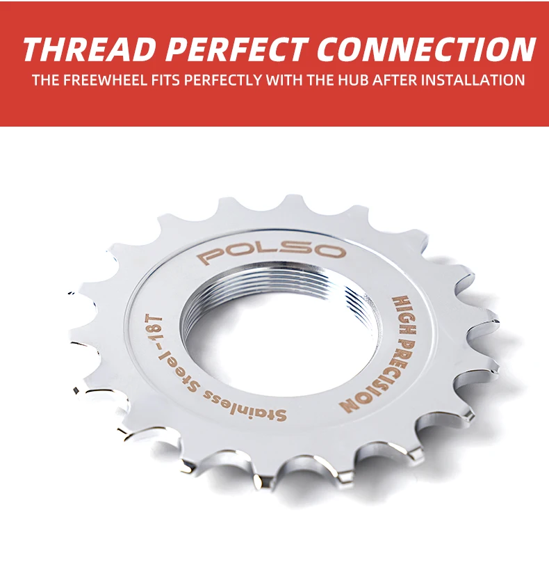 POLSO FC003 Chrom Silber Golden Edelstahl 304 Fixed Gear Cog Fixie Freewheel Track Cycling Schwungrad – Detail 8