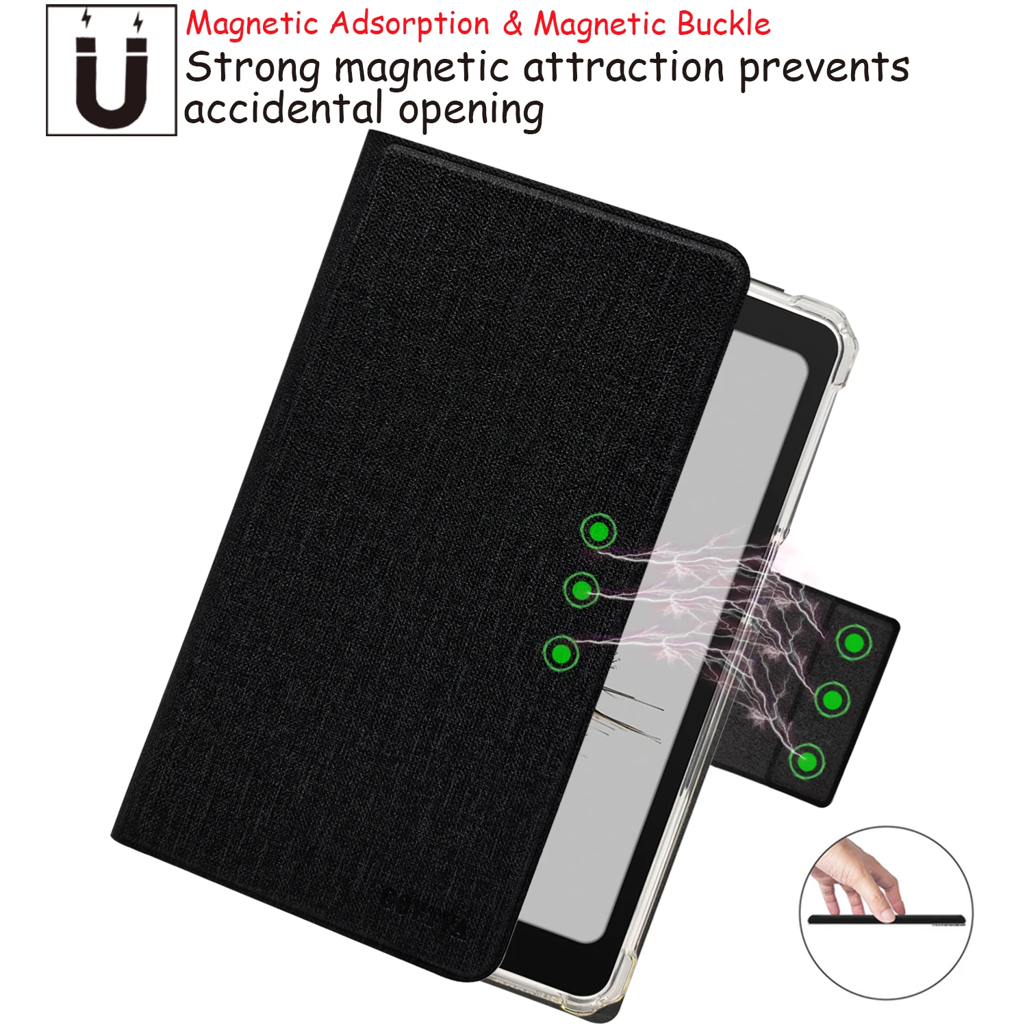 Transparent Magnetic Flip Case Cover with Auto Sleep/Wake & Detachable Design