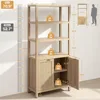 Bookshelf 5 Tier Book Shelf Rattan Boho 71" Tall Bookcase with Doors Storage Shelves Large Bookshelves Farmhouse Bookcas 3