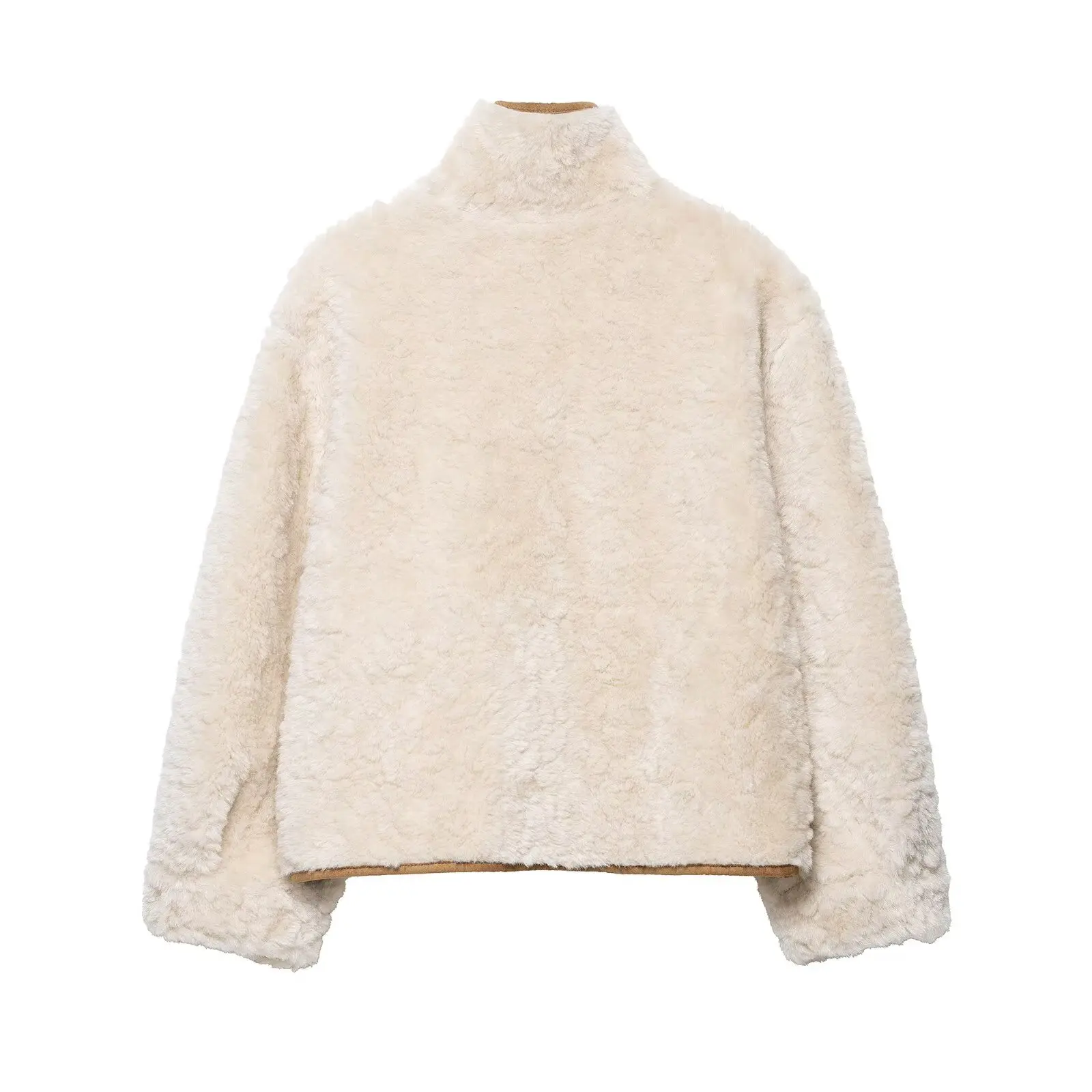 Women's Casual Loose Reversible Coats Female Autumn Winter Solid Stand Collar Long Sleeves Pockets Single-Breasted Jackets Coat