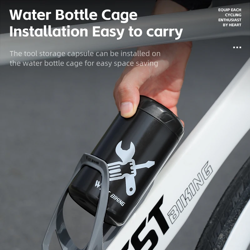 WEST BIKING Bicycle Tools Box Waterproof Capsule Repair Kit Storage Bag For Bottle Cage Mount MTB Road Bike Cycling Accessories