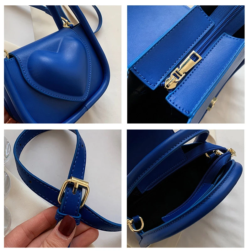 Heart Messenger Bag Women's Bag 2022 Trend Small Luxury Designer Handbag PU Leather Crossbody Shoulder Bag Cute Tote Shopper Bag