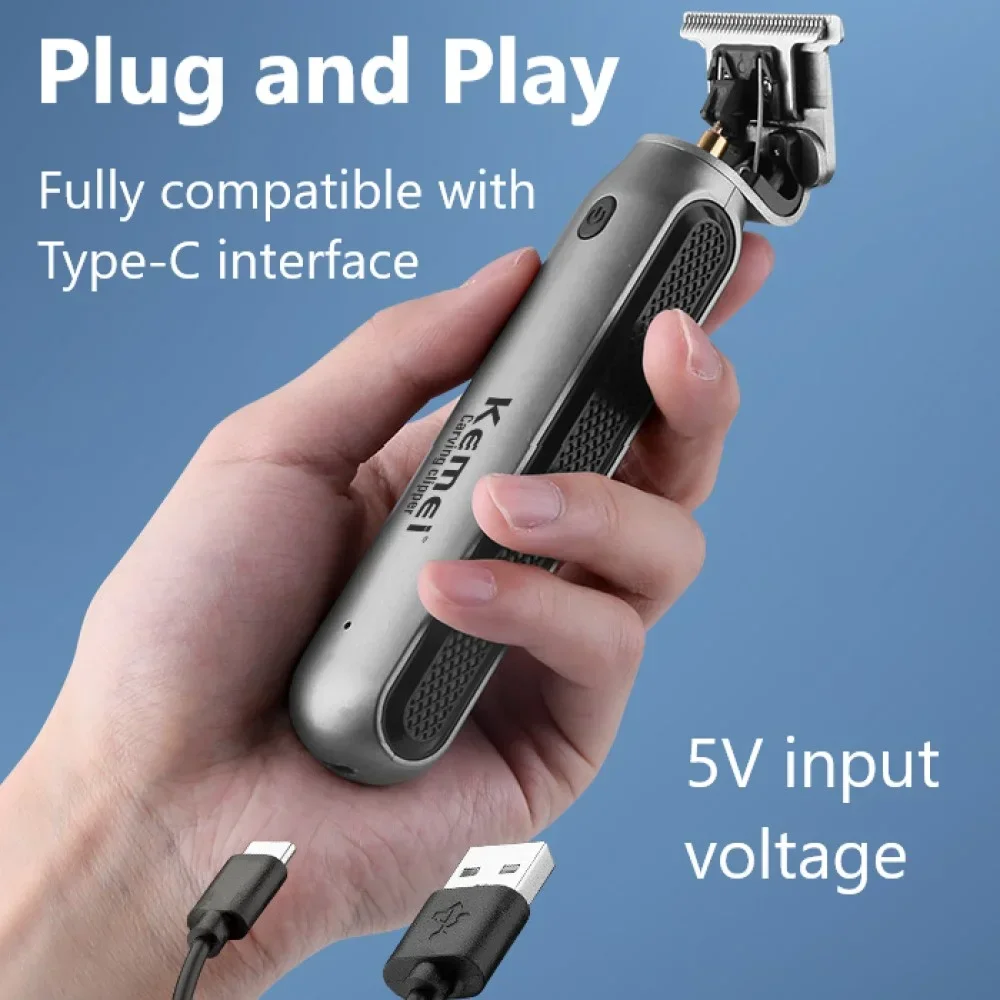 Kemei Hair Liners Clippers Men Beard Trimmer Zero Gapped T-Blade Hair Cutting Machine Cordless Professional Barber Edgers Cutter 3