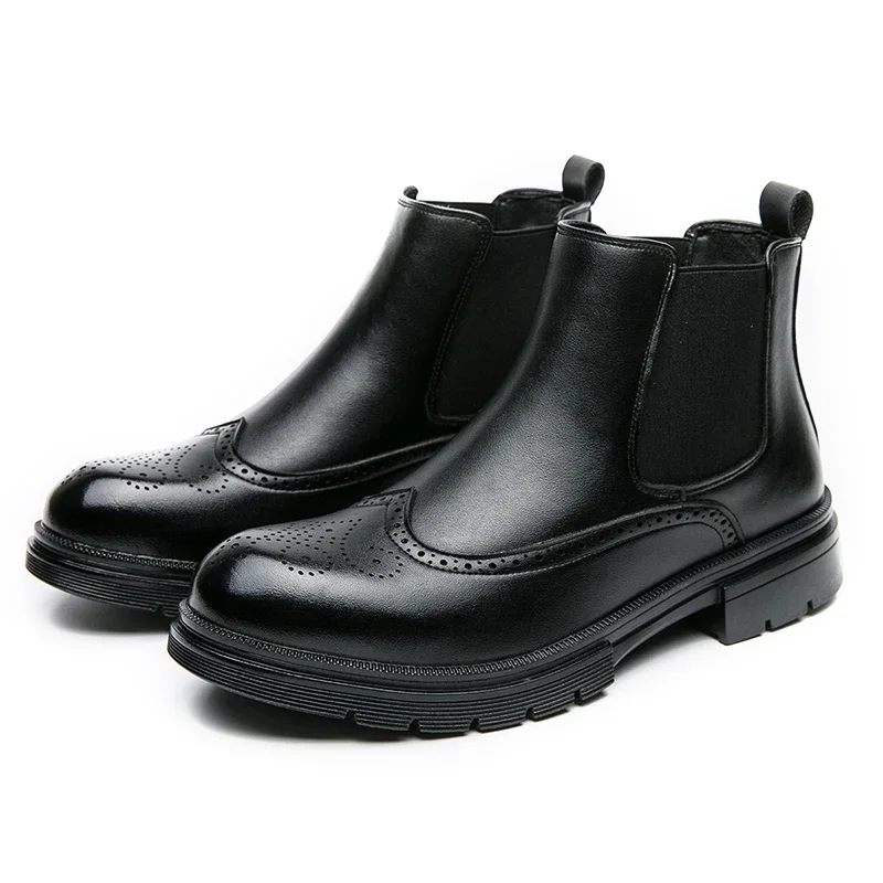 

XiAnZen Winter leather boots for men Italian Brand Boots Men Classic brown leather boots Outdoor leisure thick soled riding boot