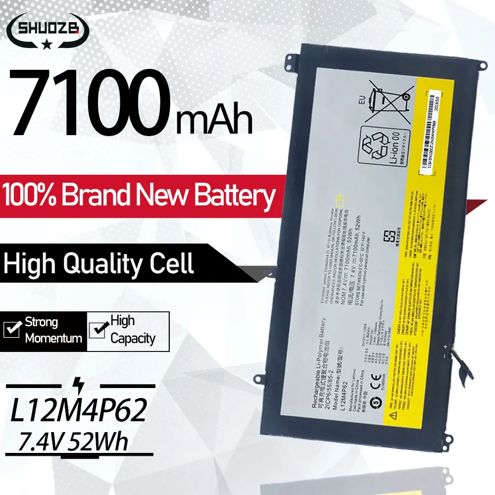 

New L12L4P62 L12M4P62 Laptop Battery For Lenovo IdeaPad U430 U530 U430P U530P Series 2ICP6/55/85-2 7.4V 52Wh 7100mAh Free Tools