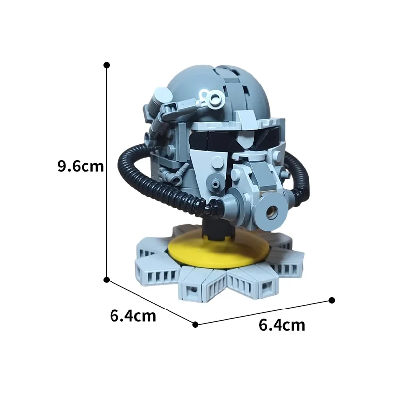 MOC 우주 T-60 파워 아머 헬멧 빌딩 블록 모델, 액션 롤 플레이 게임 헬멧, DIY 조립 벽돌 장난감, 어린이 선물