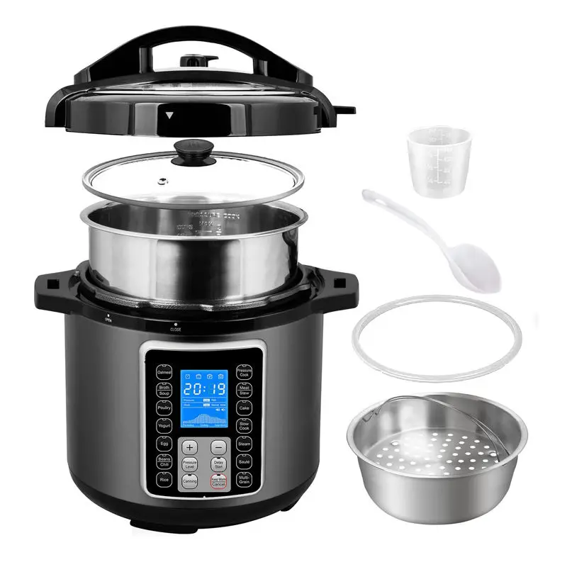 Electric Pressure Cooker Touch Control Programmable Kitchen Robot with Glass Lid