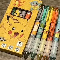 Pokemon Penna nera gel 5 pezzi Pikachu Psyduck Charmander Squirtle Bulbasaur 1