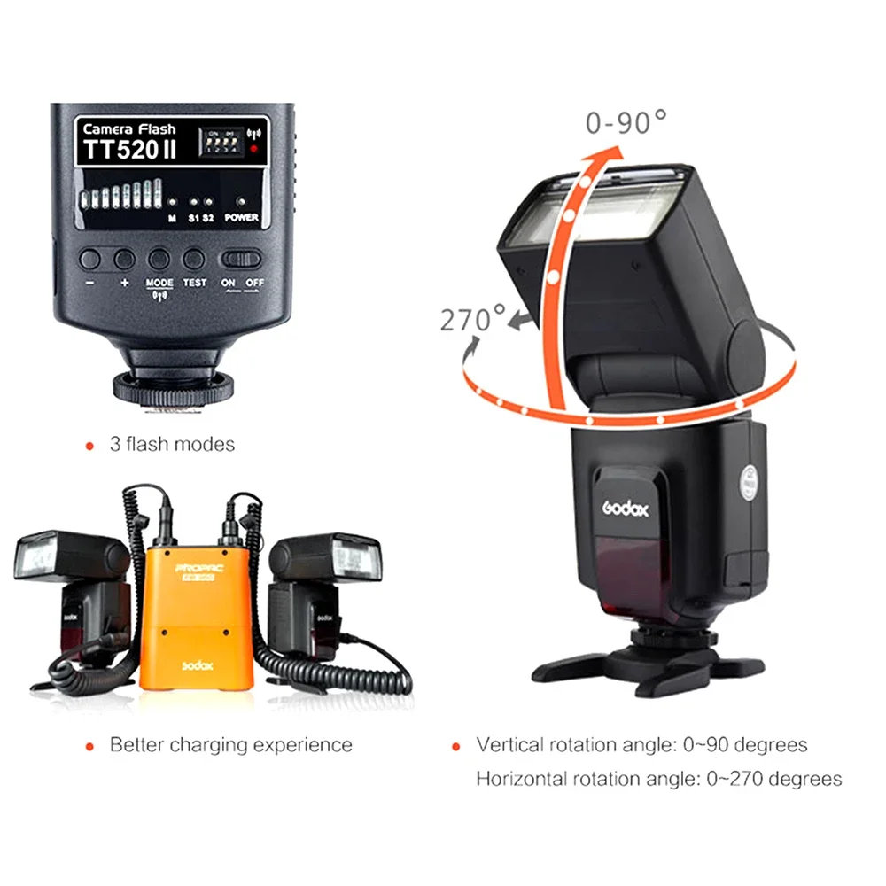 On Camera Flash Camera Flash Godox TT520 II Flash TT 520 II Thinklite Camera Flash with Build-in 433MHz Wireless Signal for Canon Nikon Pentax Sony Fuji Olym