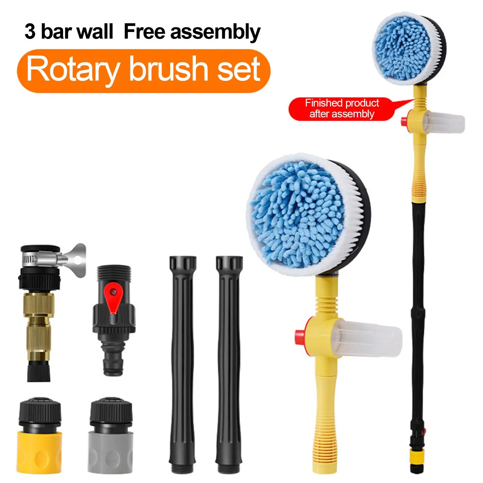 

Car Rotary Wash Brush Kit Adjustable 360 Degree Quick Connect Scrubber Fit for