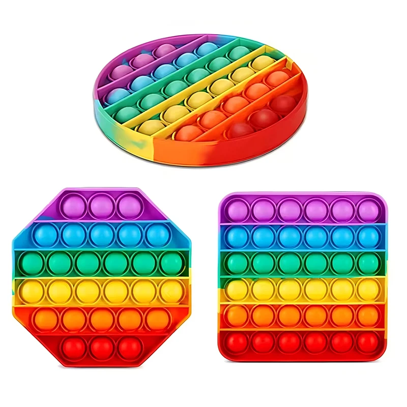 Fidget Push Bubble Silicone Sensory Stress Relief Toys ADHD Anxiety Kids Party Favors Stocking Stuffers Gifts Classroom_voghion.com