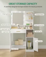 Туалетный столик с зеркалом и 10 светодиодами, туалетный столик с 3 полками и 4 открытыми отделениями, туалетные столики большой — изображение 4