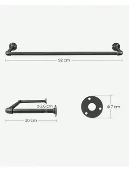 SONGMICS-appendiabiti da parete, barre appendiabiti per tubi industriali, salvaspazio, 92x30x7.5 cm, capacità 50 kg, installazione facile 1